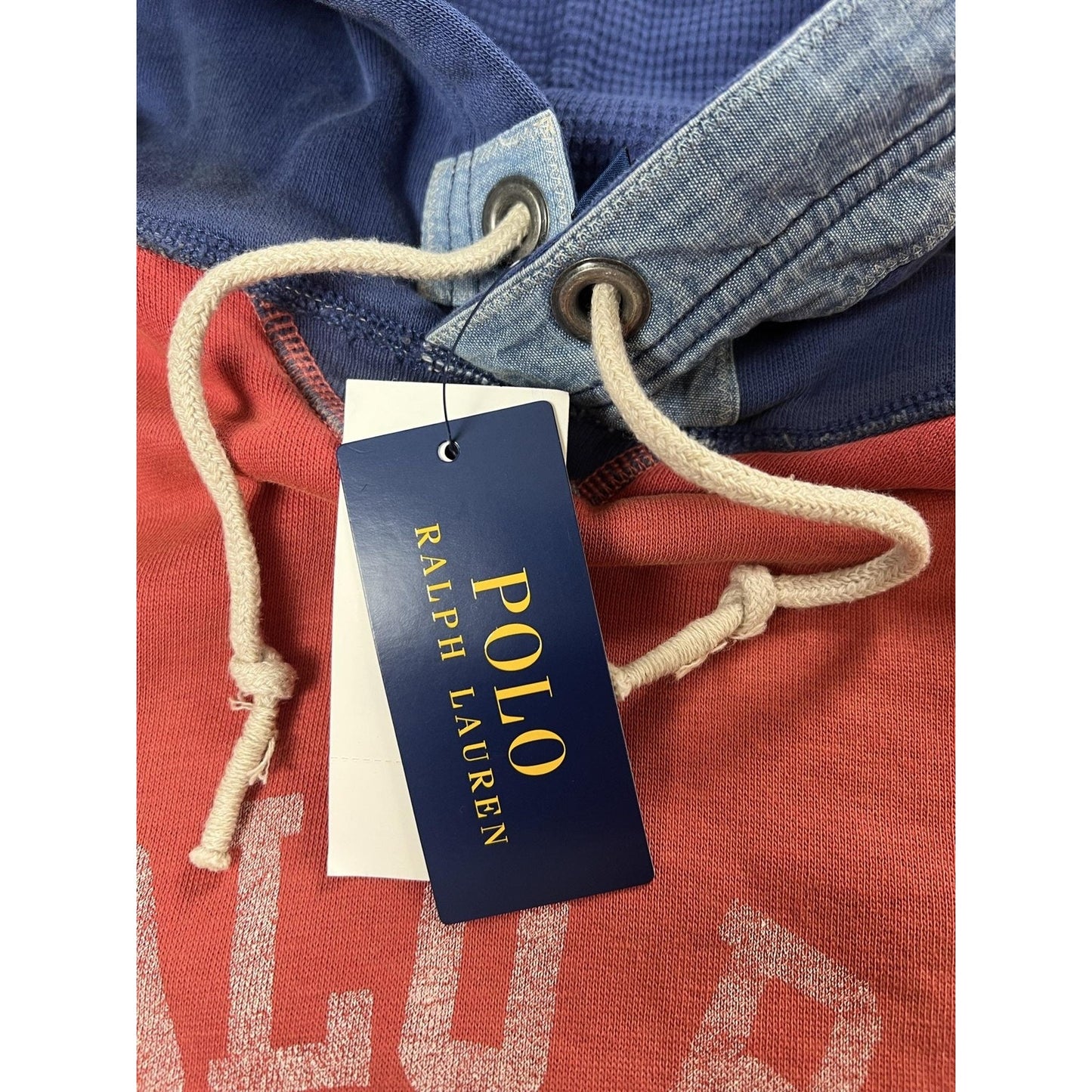 Polo Ralph Lauren Sweater Mens XL Red Hooded Pullover Short Sleeve Graphic