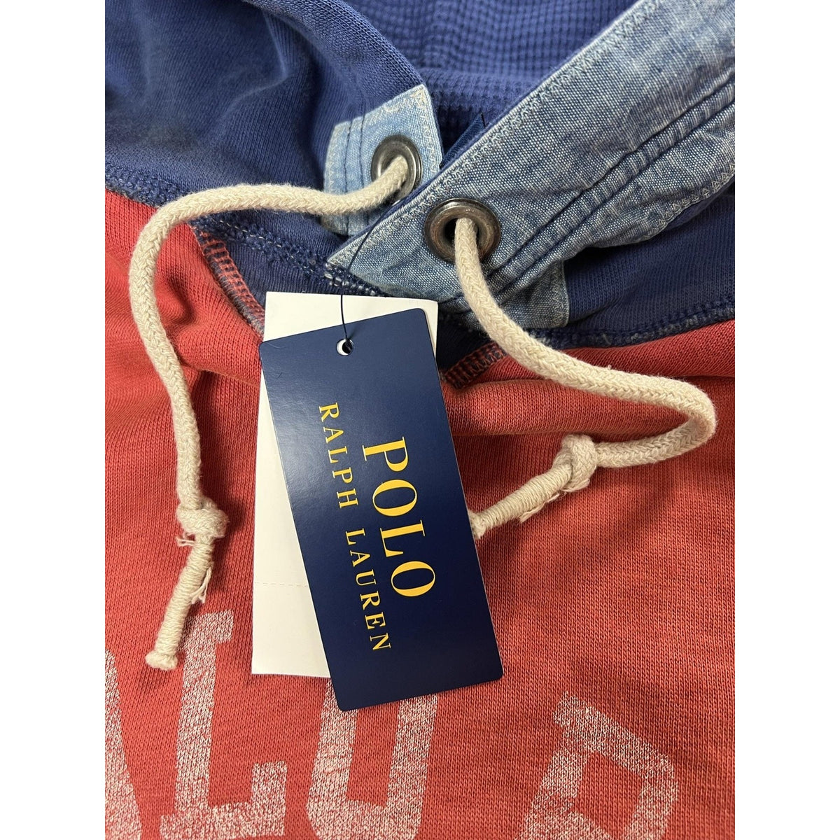 Polo Ralph Lauren Sweater Mens XL Red Hooded Pullover Short Sleeve Graphic