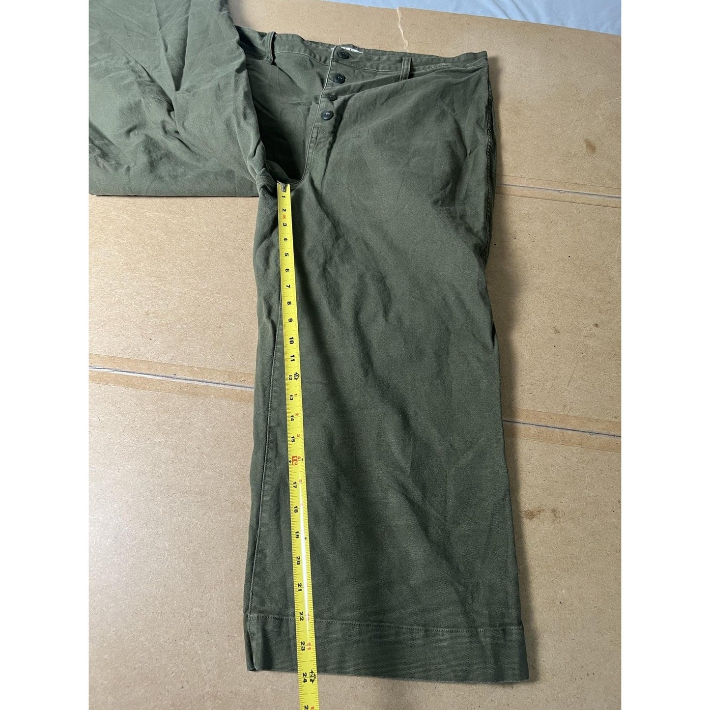Madewell Pants Womens 33 Green Cropped Wide-Leg Twill Pockets Stretch Button-Fly