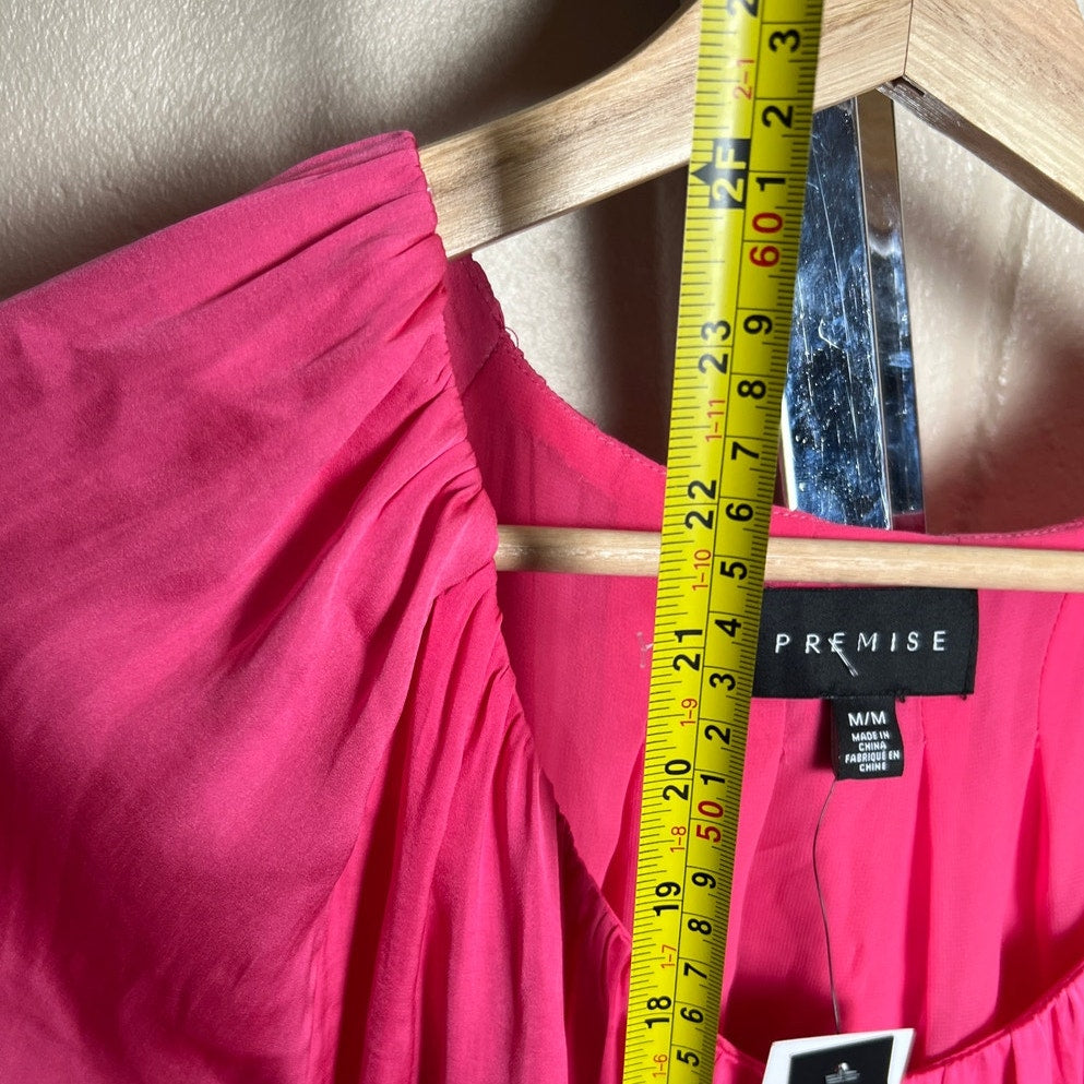 Premise NWT 100% Polyester Hot Pink Blouse Square Neck Medium