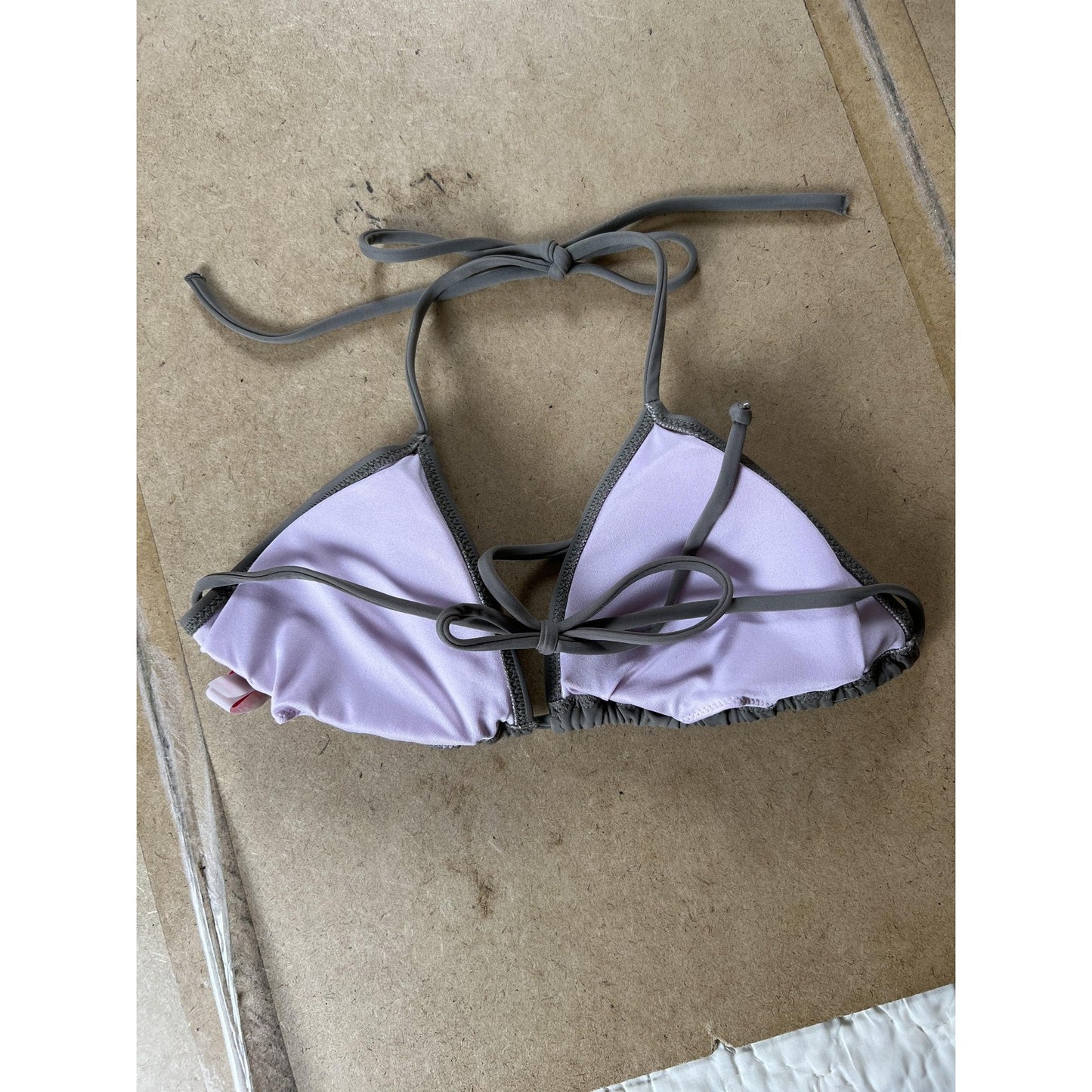 Victoria's Secret Swim Top Womens M Gray Triangle Lined Adjustable Strap Halter