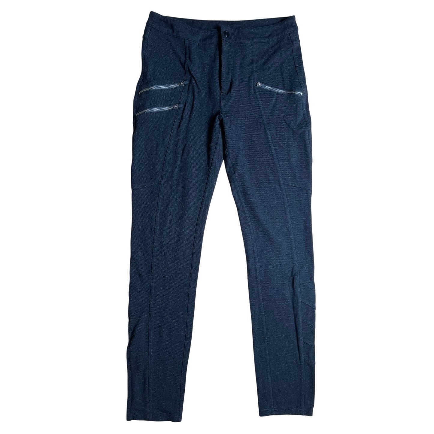 Athleta Ponte Moto Pants Skinny Stretch Zipper Charcoal Gray Size 6