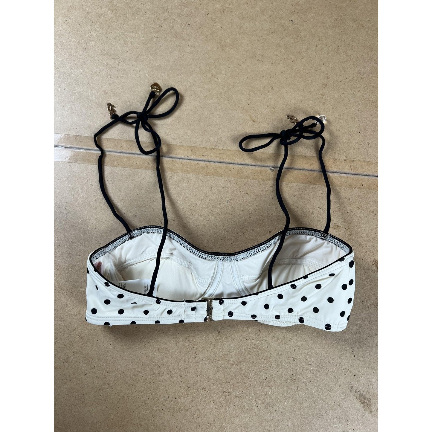 Juicy Couture Swim Top Womens XS White Polka Dot Halter Underwired Lined