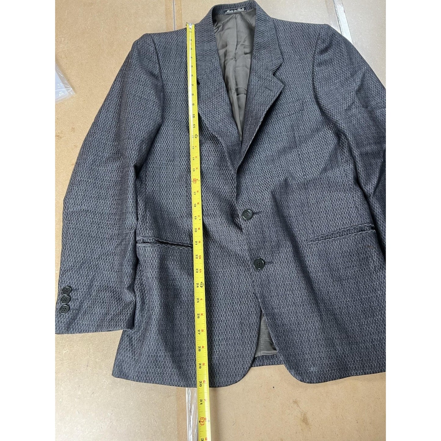 Mani Giorgio Mani Blazer Mens 44 Gray Wool-Blend Tweed Two-Button Made In Italy