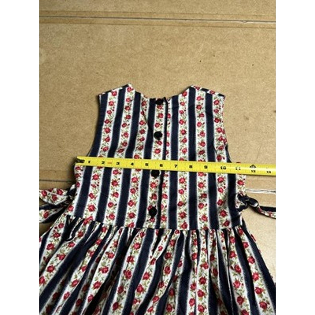 Mother & Child 6 Multicolor Striped Knee Length Sundress Sleeveless Button