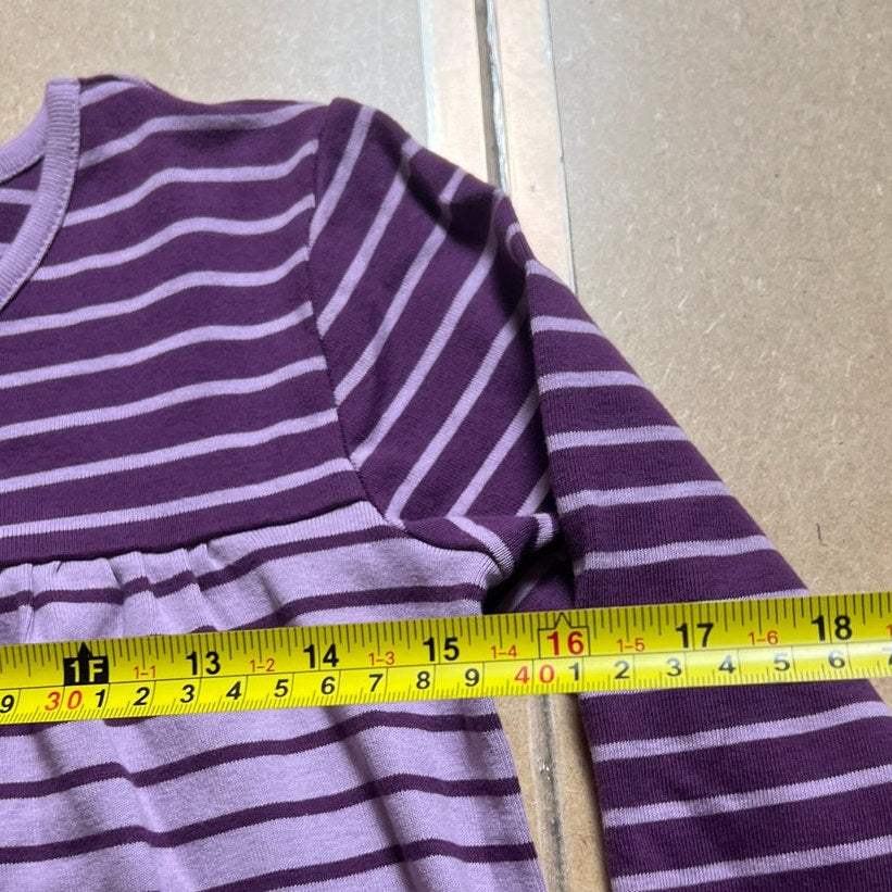 Hanna Andersson Girls Purple Striped Long Sleeve Play Dress Size 14