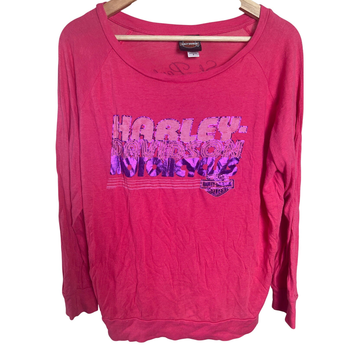 Y2K Harley Davidson Small Pink Sweatshirt Top Long Sleeve