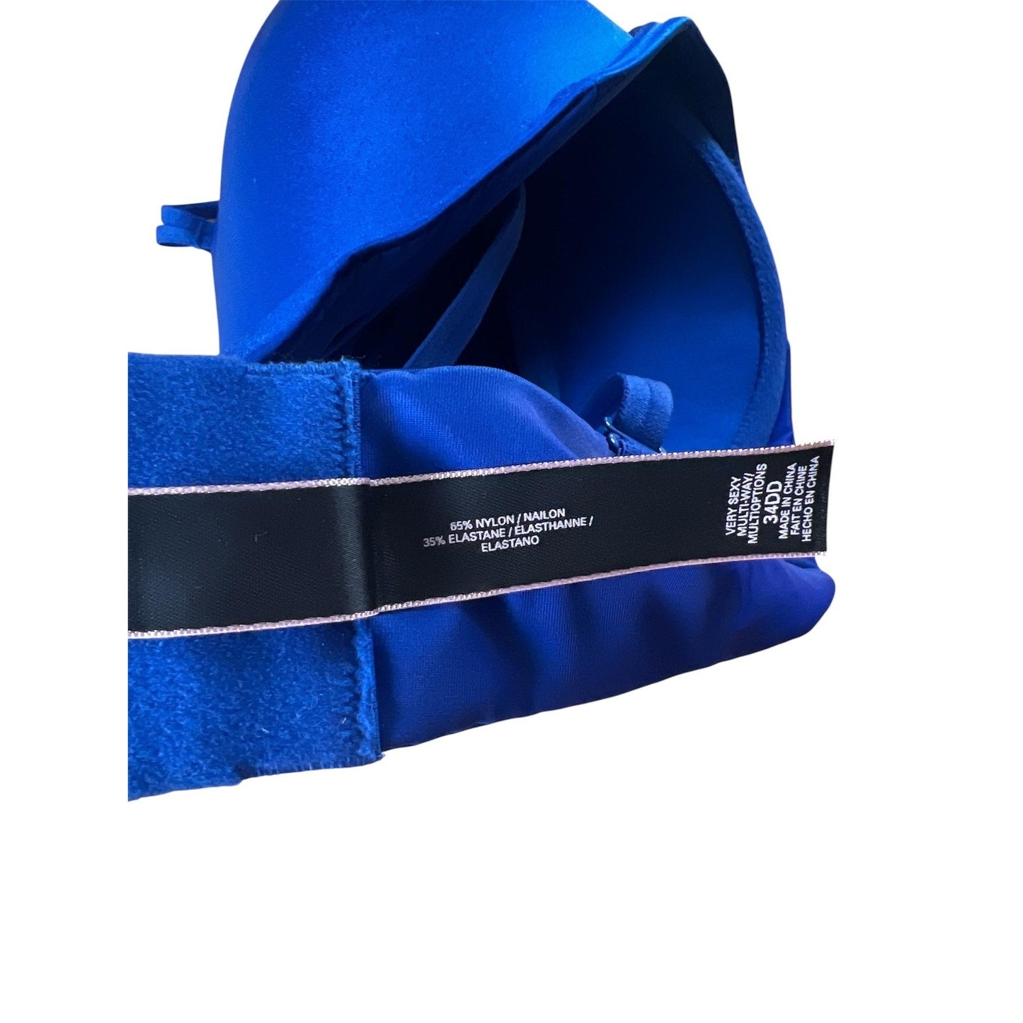 Victorias Secret Bra Womens 34DD Blue Satin Push Up Underwire Padded T Shirt