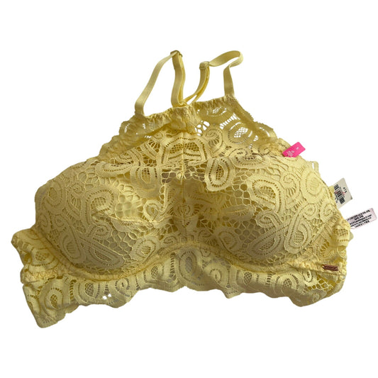 Victoria's Secret PINK Bra Yellow Lace Halter Razor Back Small S - NWT