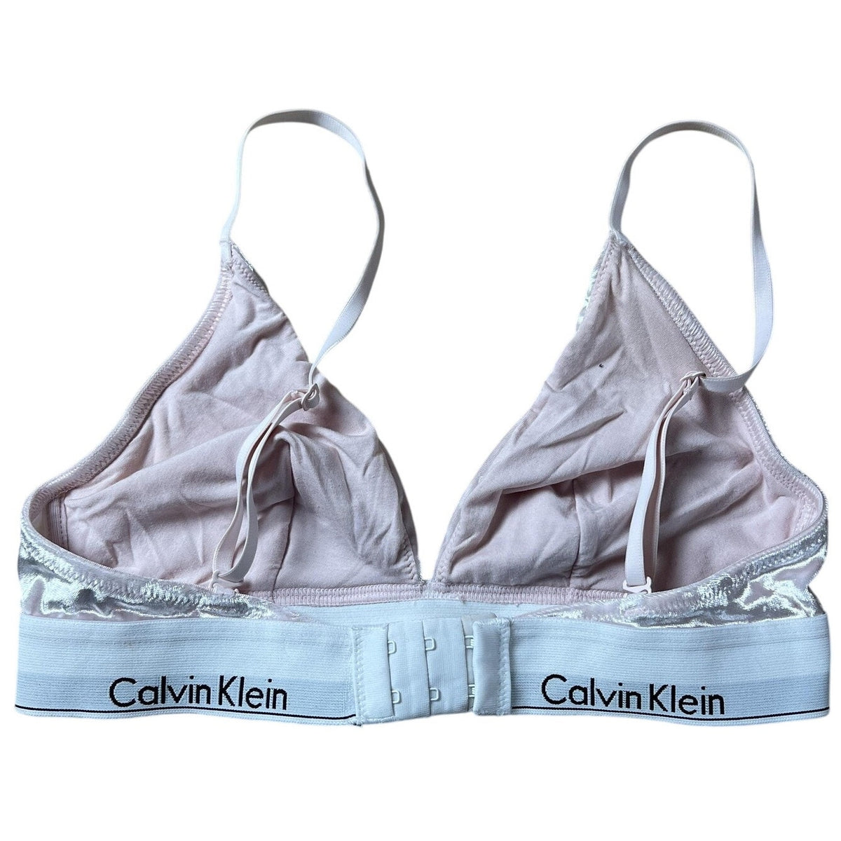 Calvin Klein Bra Womens S Pink Bralette Velvet Wireless Lightly Lined Logo