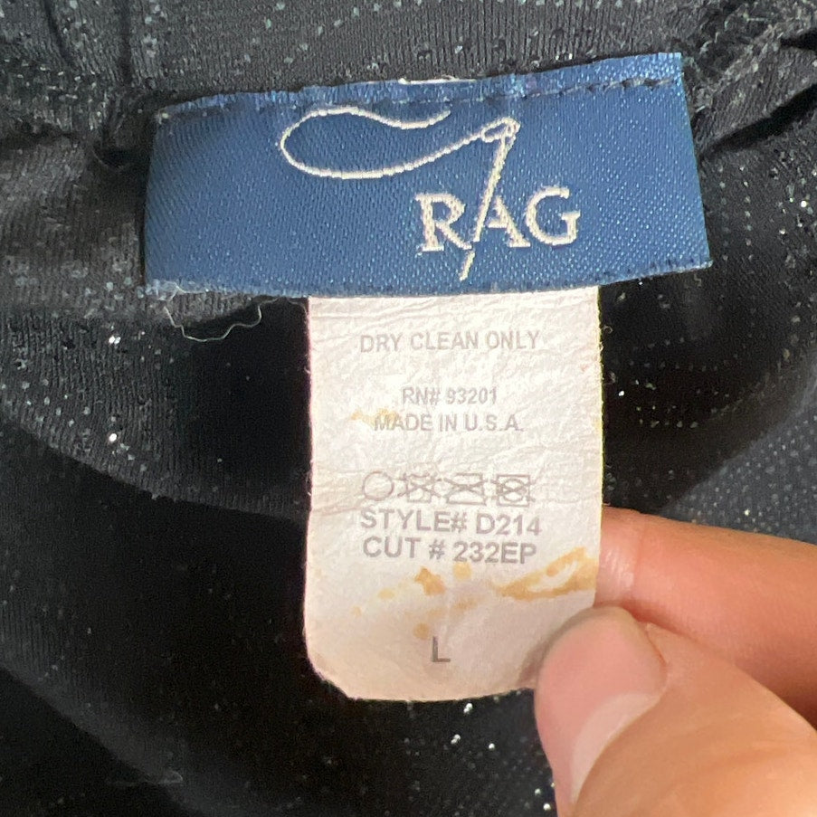 Vintage Rag Black Spaghetti Strap Dress Asymmetrical Shimmer Large