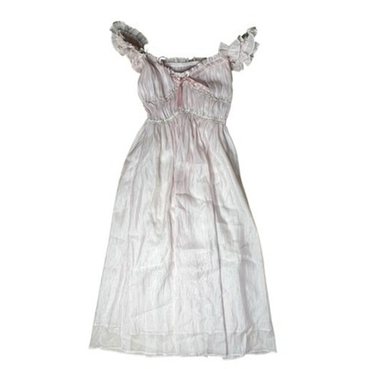 Grace Dress Womens M Pink Maxi Sundress Scoop Neck Smocked Ruffle Chiffon Party