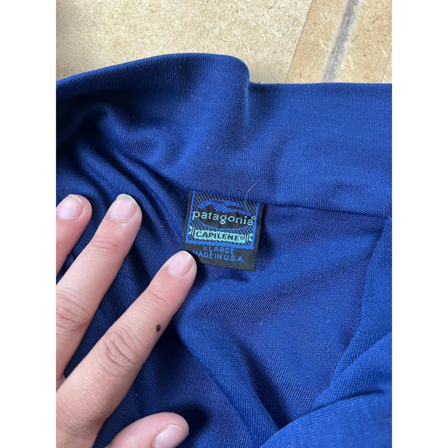 Patagonia Shirt Mens XL Blue Capilene 1/2 Zip Mock Neck Long Sleeve Base Layer