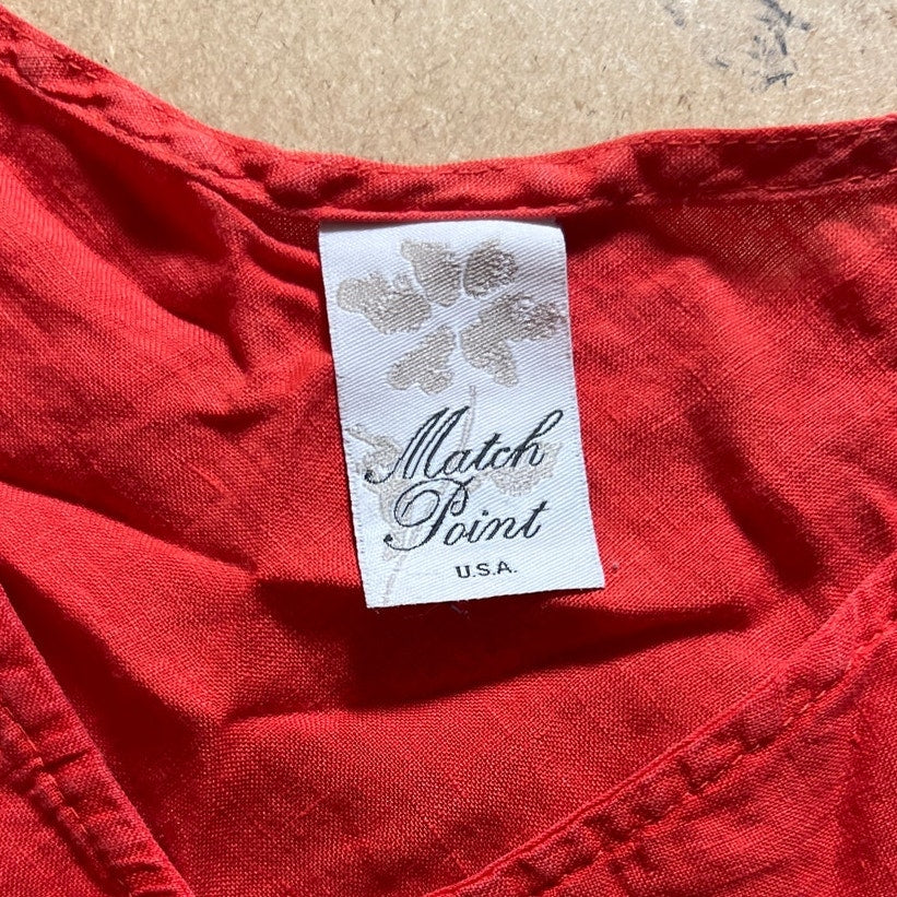 Vintage Match Point Red Blouse Tank Women Size Large