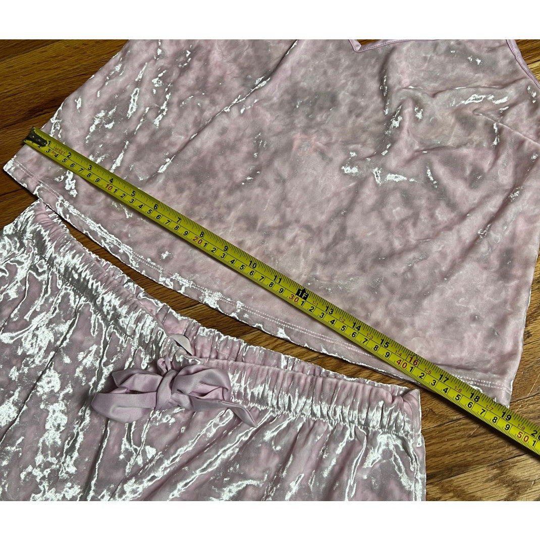 Victoria's Secret Women's Shiny Pink Pajama Set Large L Bottom Medium M Top