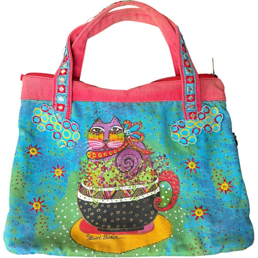 Laurel Burch VIntage Cat Shoulder Bag Graphic Tote