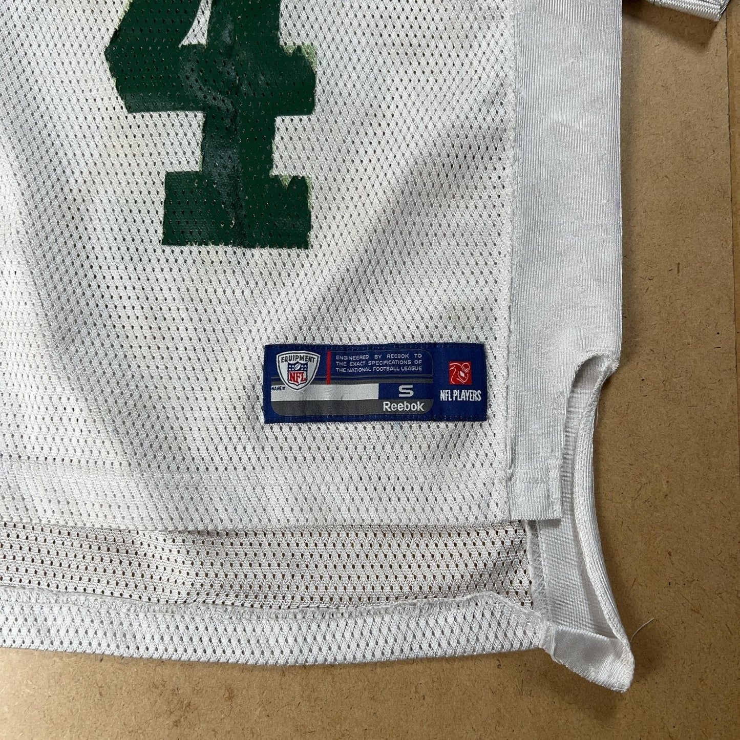 Reebok Teens S White Jersey T-Shirt Favre 4 New York Jets Mesh V-Neck NFL