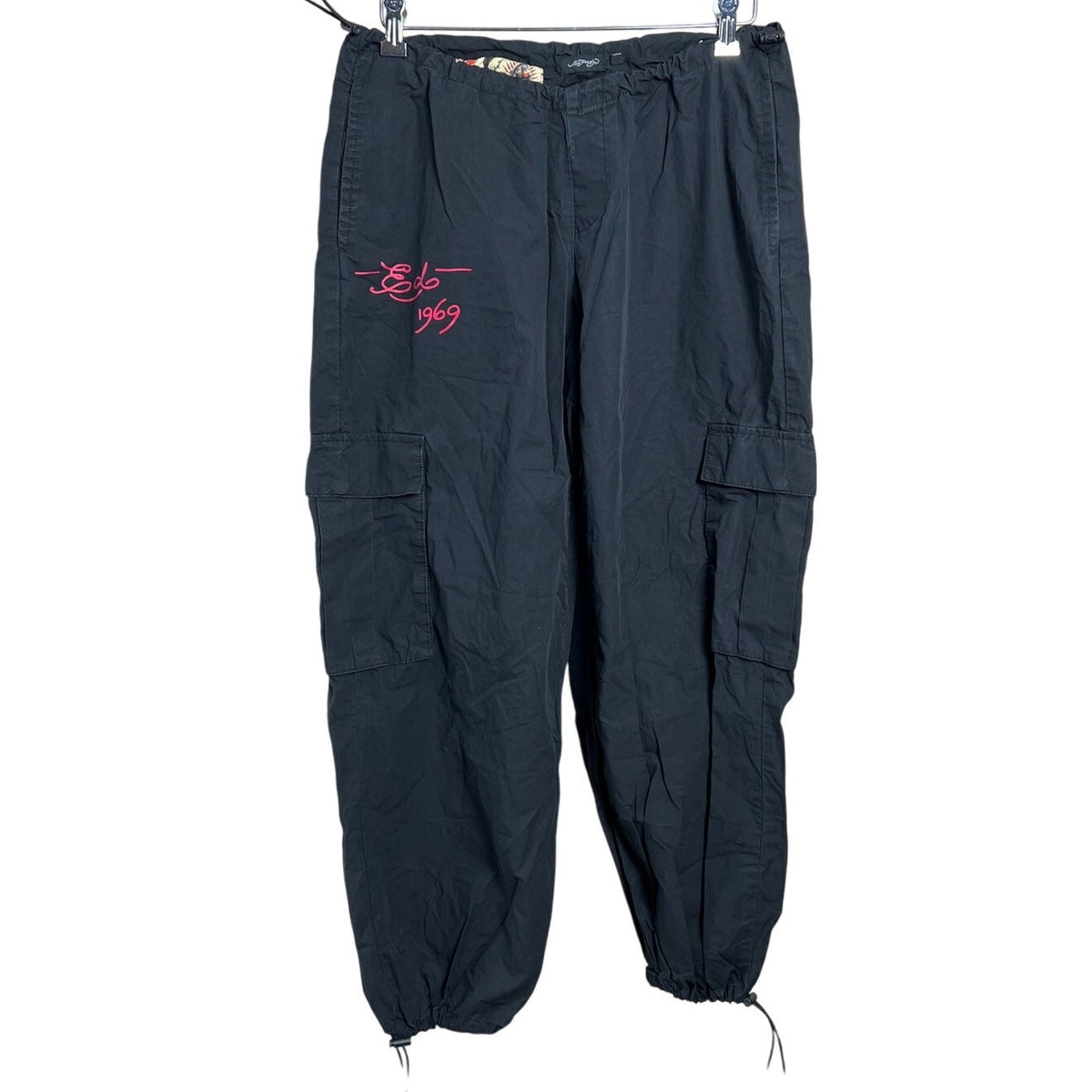 Ed Hardy Black Cargo Multipocket Graphic Pants Medium M EUC