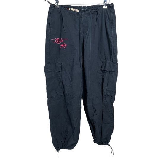 Ed Hardy Medium Black Cargo Multipocket Graphic Pants