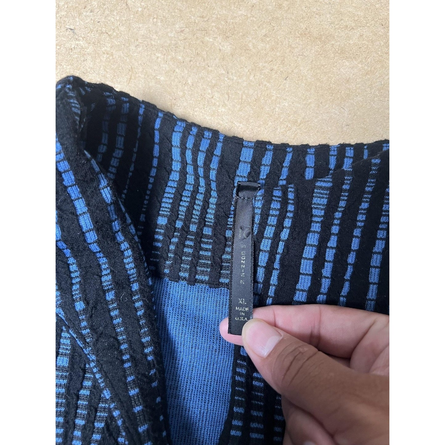 IC Jacket Womens XL Black Striped Lined Collared Single-Breasted Button