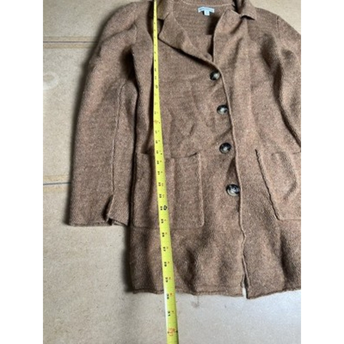 J.Crew Mercantile Cardigan Womens M Brown Herringbone Chunky-Knit Pockets