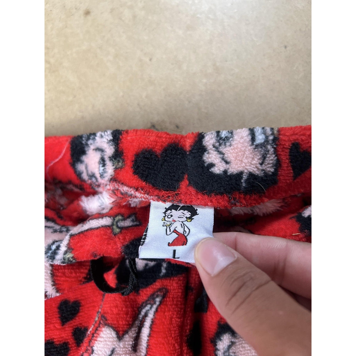 Betty Boop Studios Pants Womens S Red Fleece Sweatpants Elastic Waist Cartoon