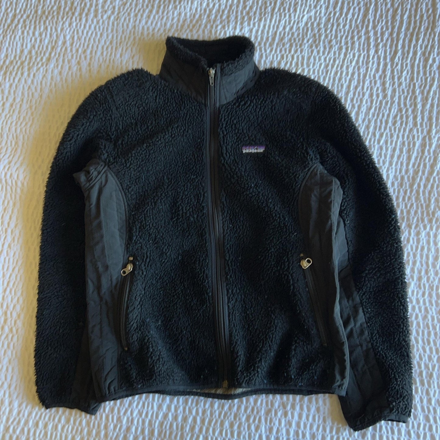 Patagonia Sweater Womens M Black Full Zip Fleece Pockets Heavyweight Collared