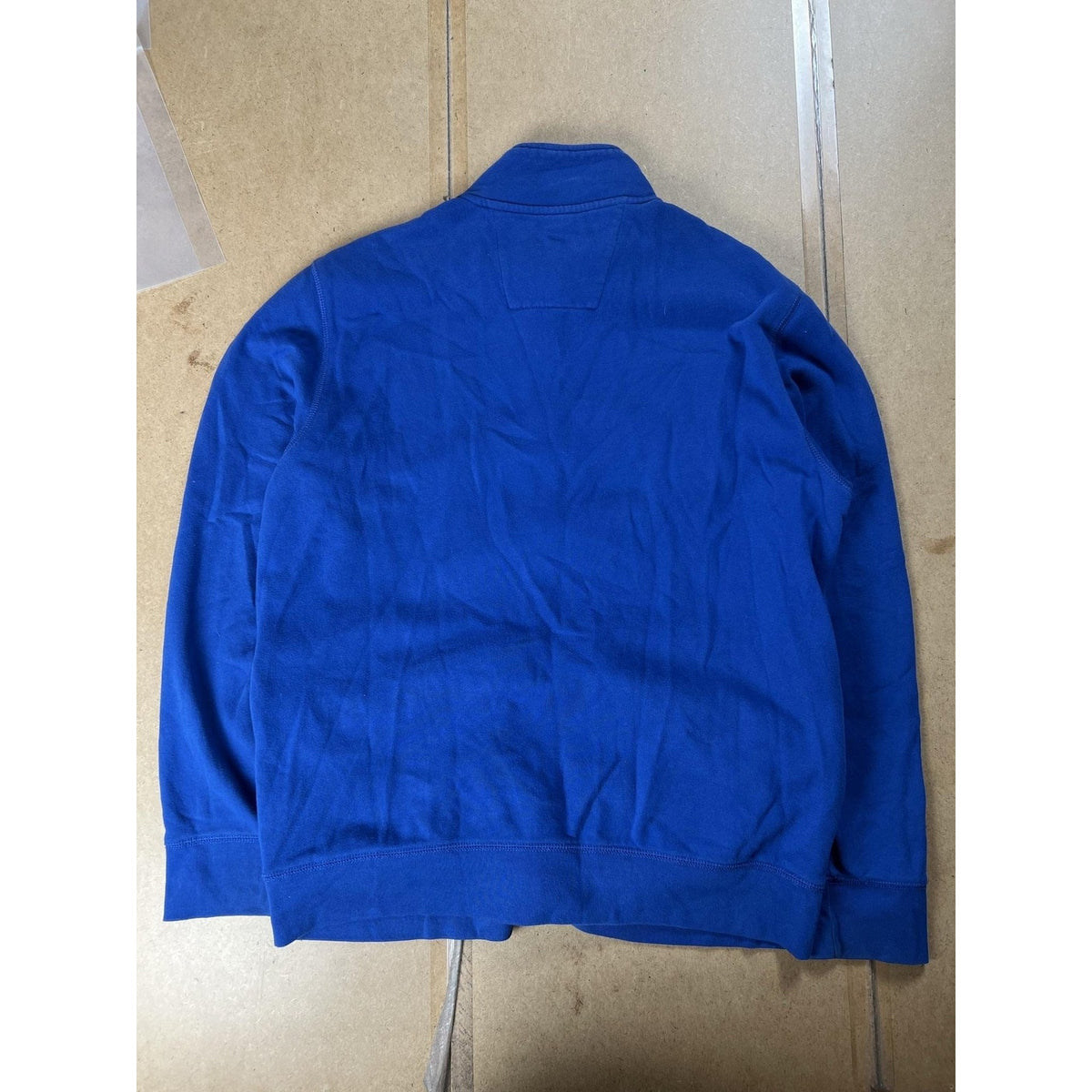 Nautica Sweater Mens XL Blue Full Zip Mock Neck Fleece Pockets Logo Casual