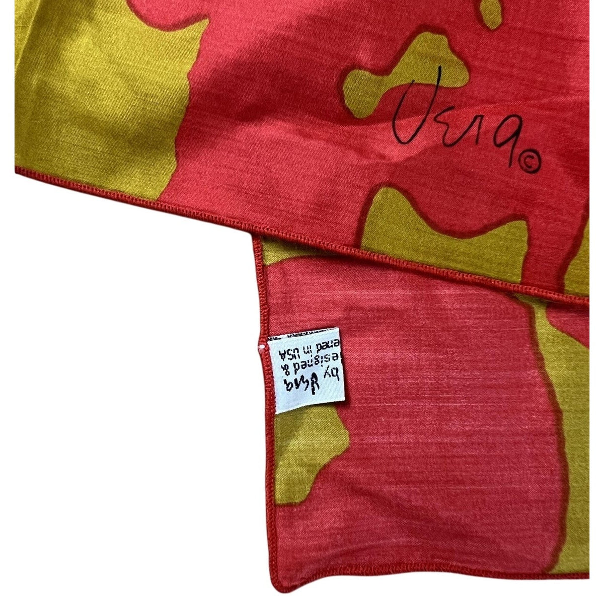 Vera Kerchief Unisex One Size Red Camouflage 100% Silk Dupion Rectangle Scarf