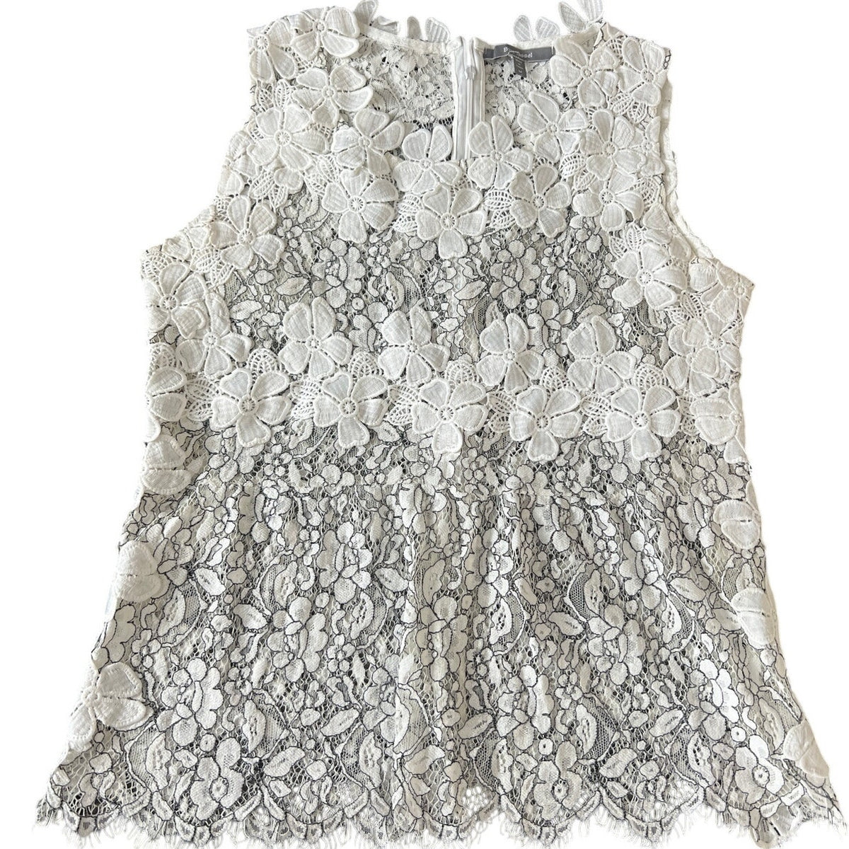 Blue Tassel Medium White Lace Floral Dress
