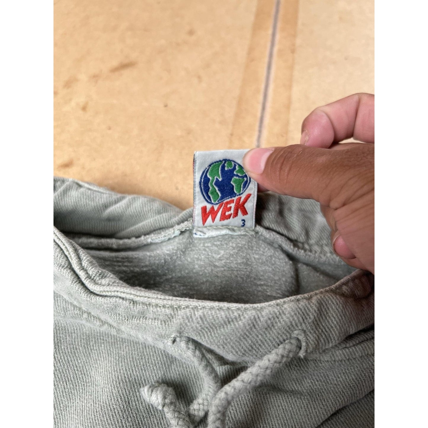 WEK Sweater Mens L Green Pullover High Neck Fleece Graphic Print Heavyweight