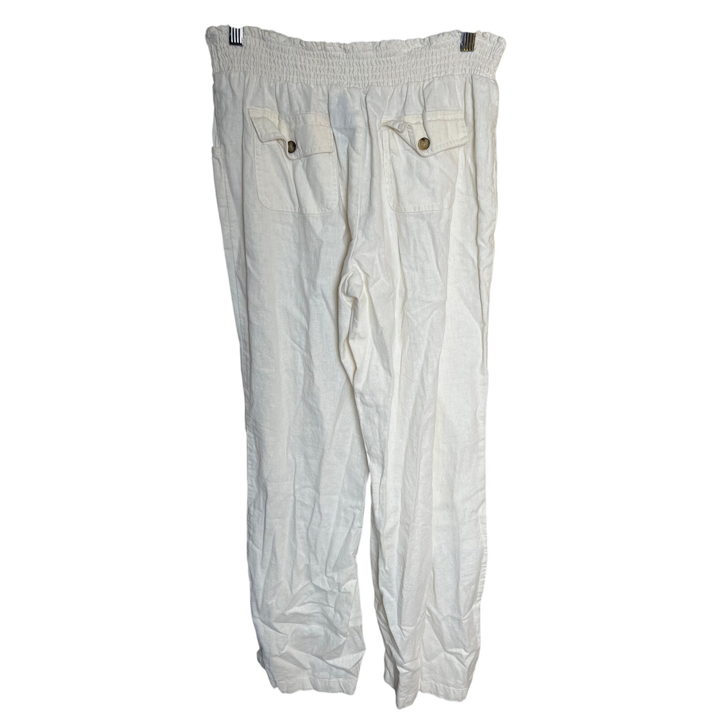 By & By XL Linen Flair Wide Leg White Pants