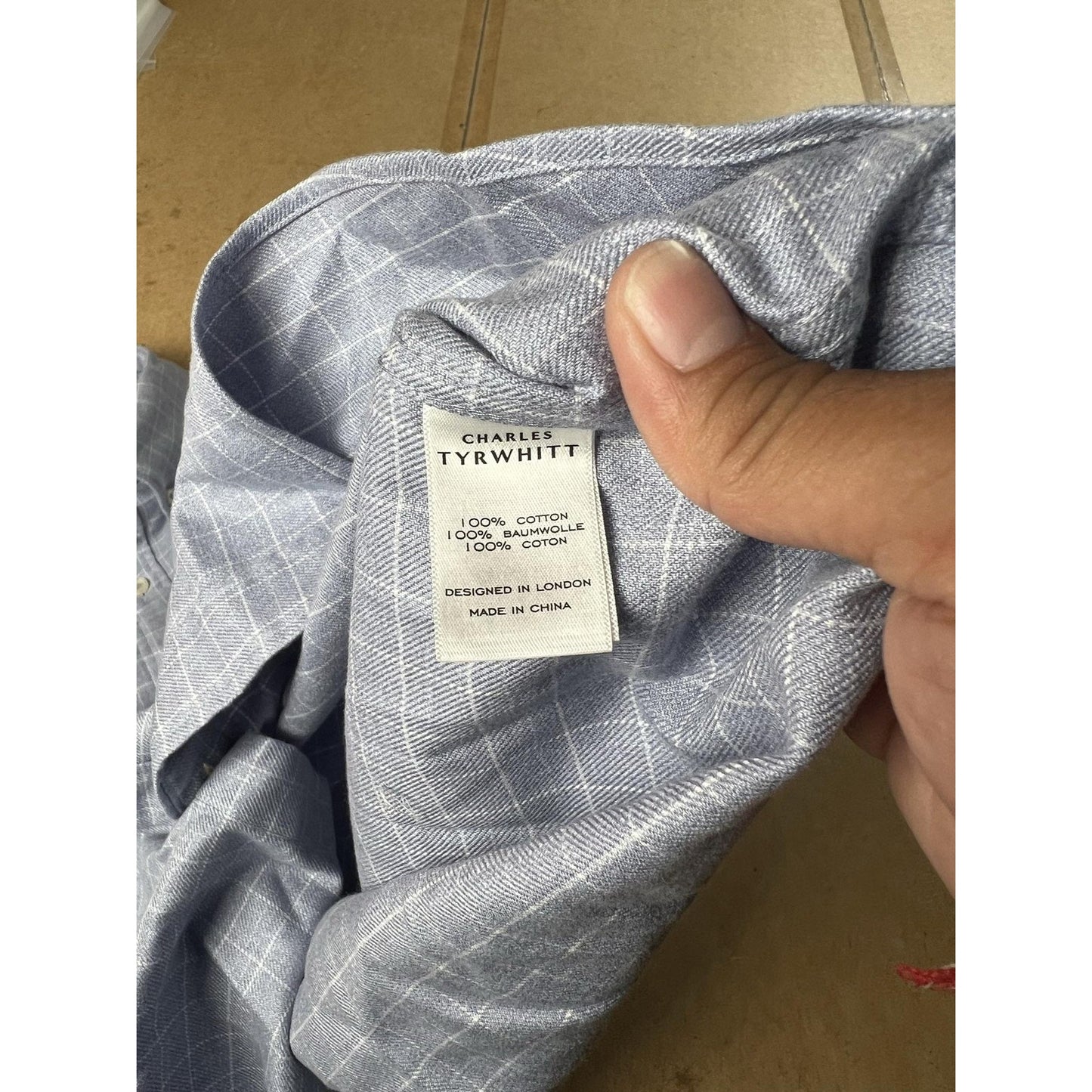 Charles Tyrwhitt Shirt Mens XL Blue Check Long Sleeve Button Up Non-Iron