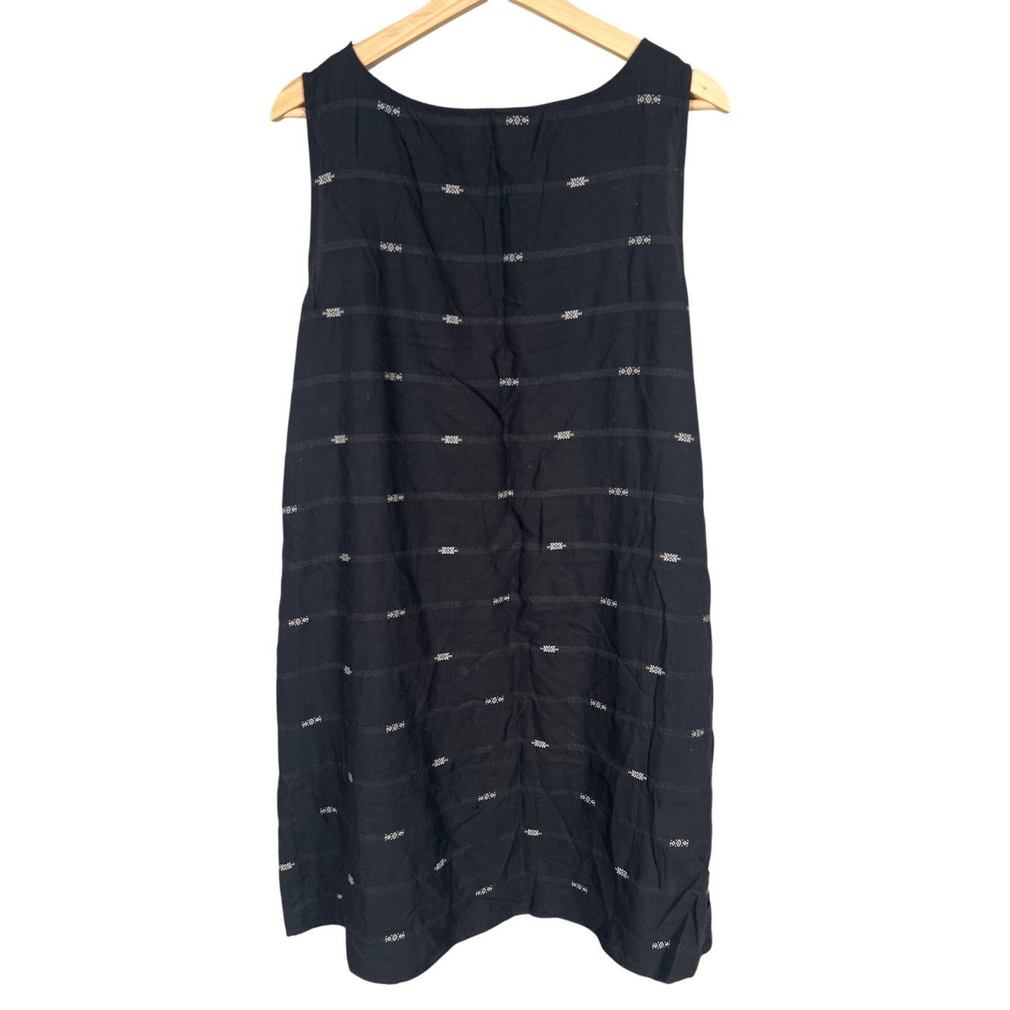 Eileen Fisher Large Cotton Black Shift Dress Classo Aztec Dress