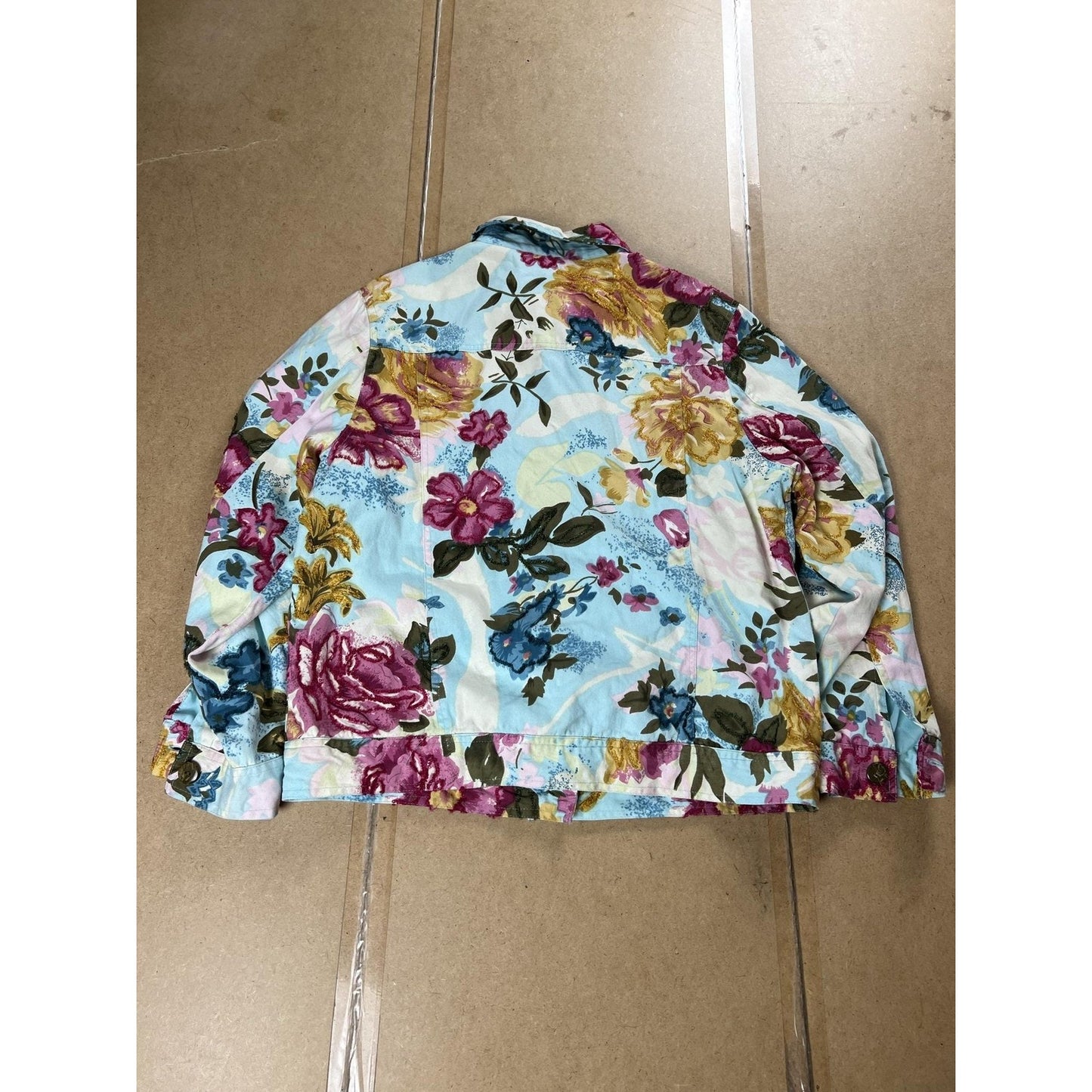 Lifestyle Jacket Womens XL Multicolor Floral Twill Lined Button Short Casual