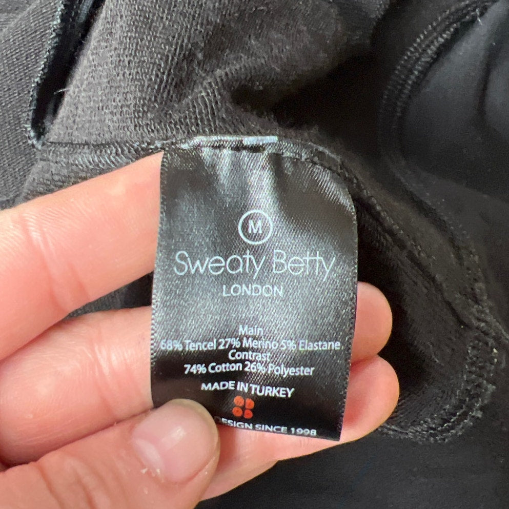 Sweaty Betty Hoodie Womens M Black Escape Luxe Fleece Pullover Funnel Neck