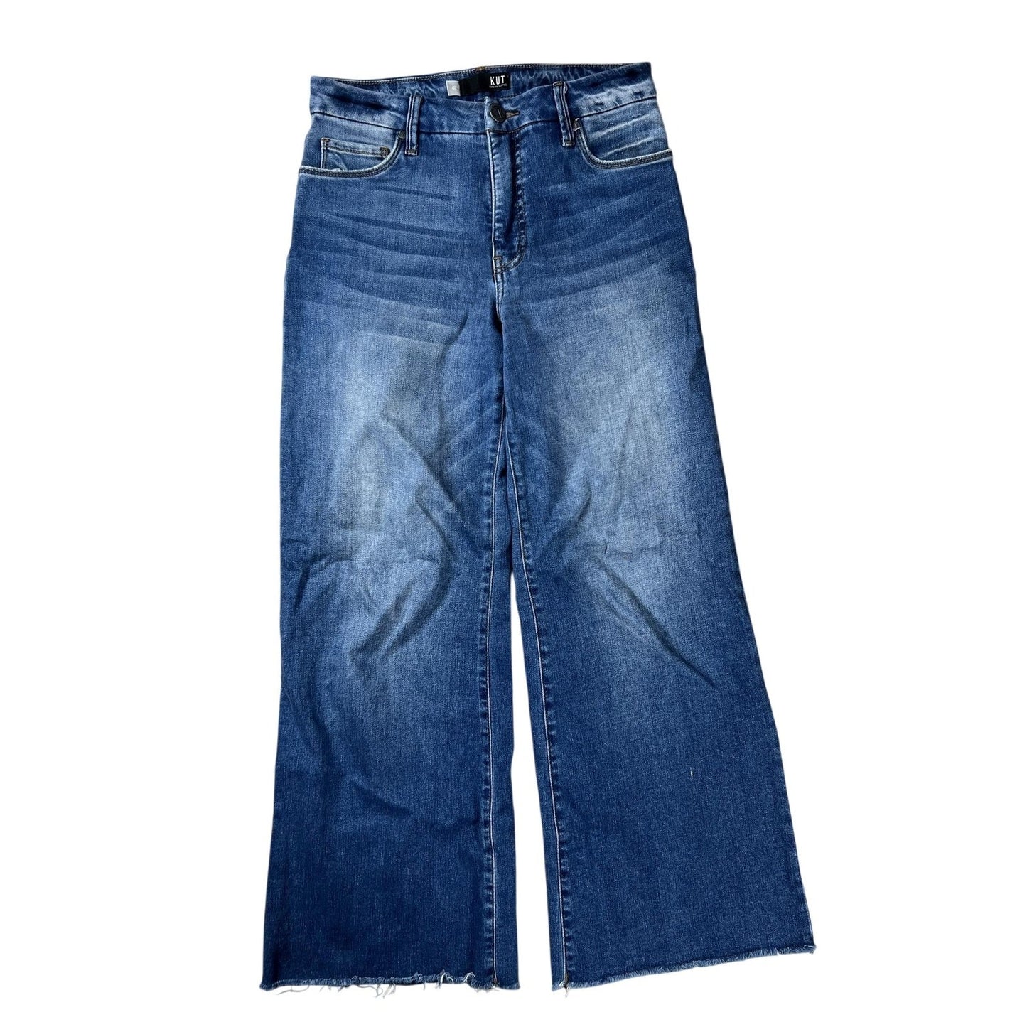 KUT From The Kloth Pants Womens 4L Blue Cropped Denim Stretch Pockets Zip