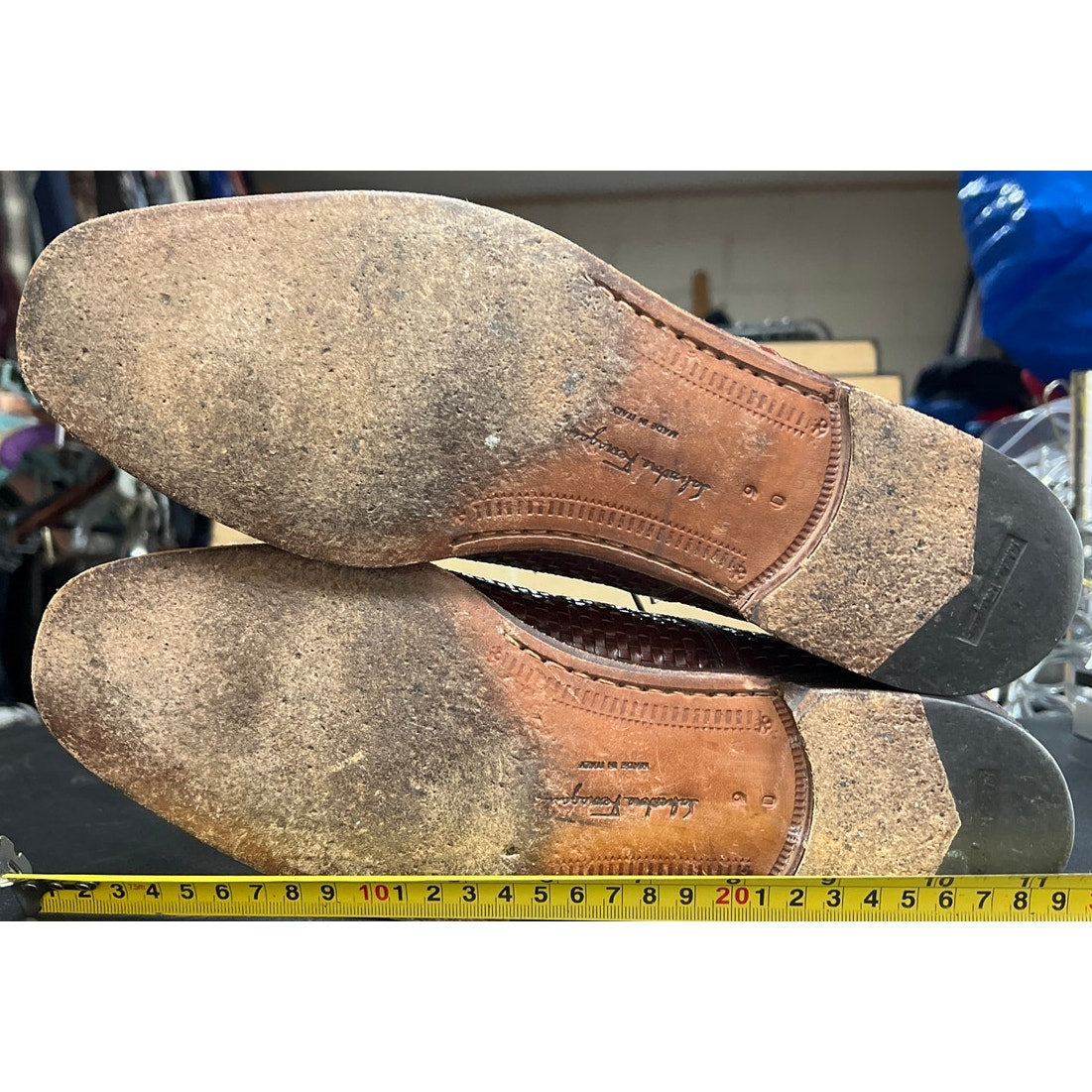 Salvatore Ferragamo 'Civas' Woven Chestnut Brown Leather Size 9
