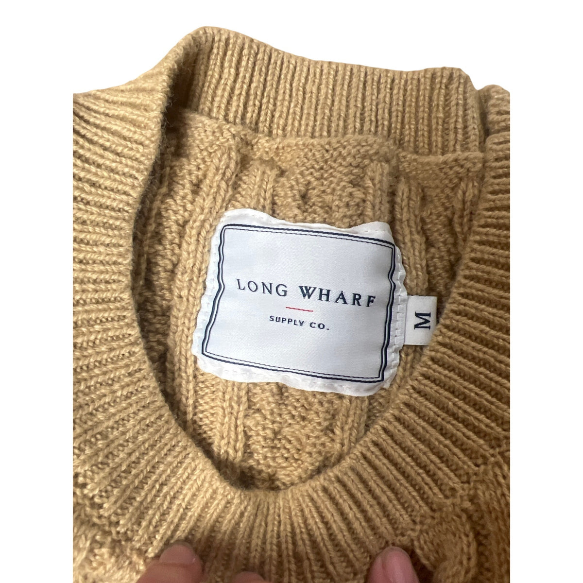 Long Wharf Size Medium Crewneck Sweater Cable Knit Pullover