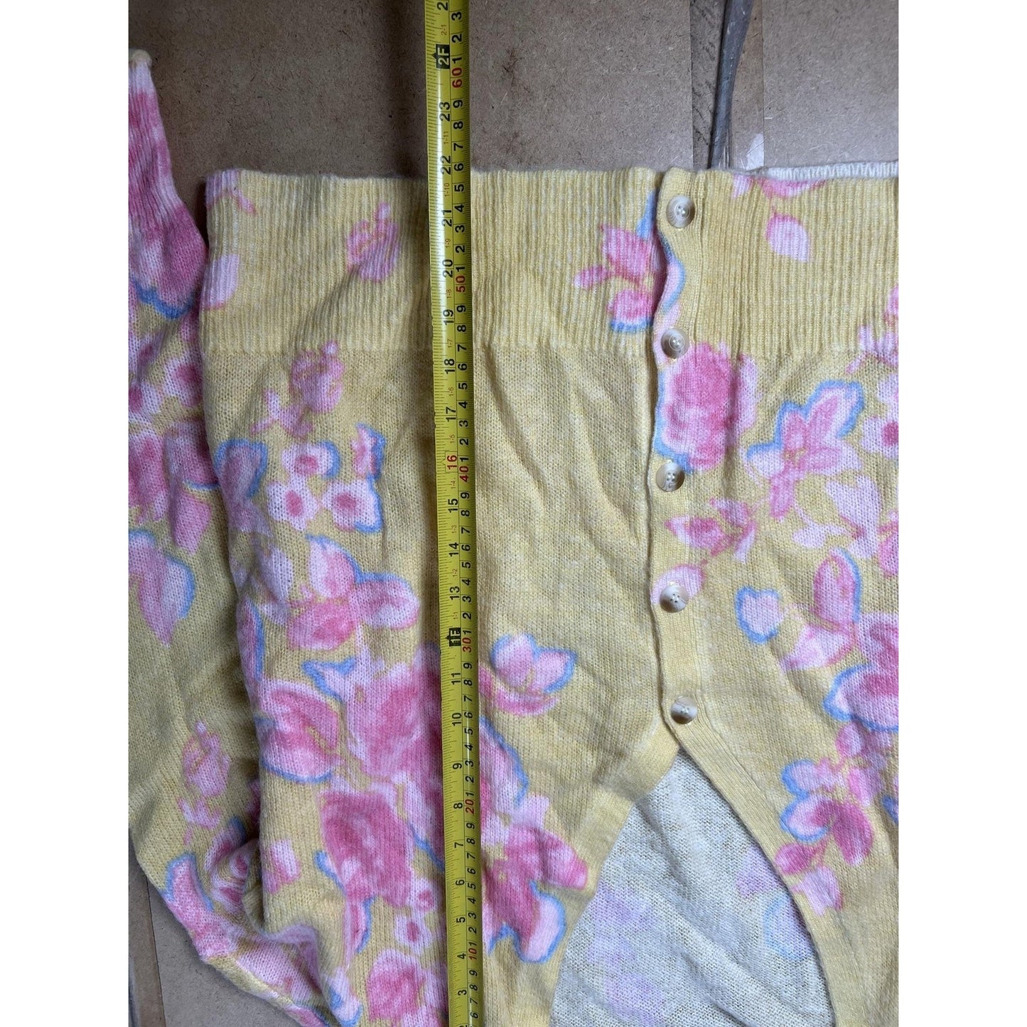 Sundance Sweater Womens Extra Large Vintage Yellow Floral Button Front Knit