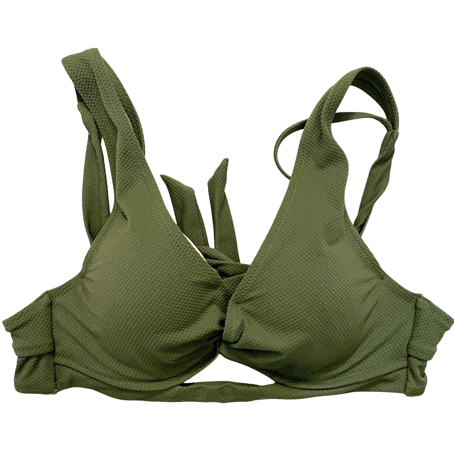 Shade Shore Olive Green Bikini Top SZ 32B slight push up tie - EUC