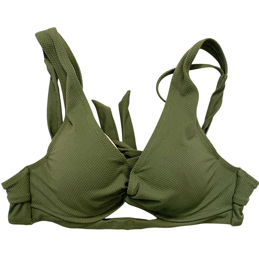 Shade Shore Olive Green Bikini Top SZ 32B slight push up tie - EUC
