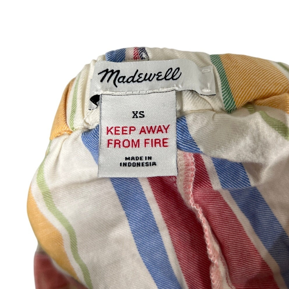 Madewell Striped Smoke Waist Pull On 100% Cotton Women Shorts Size XS