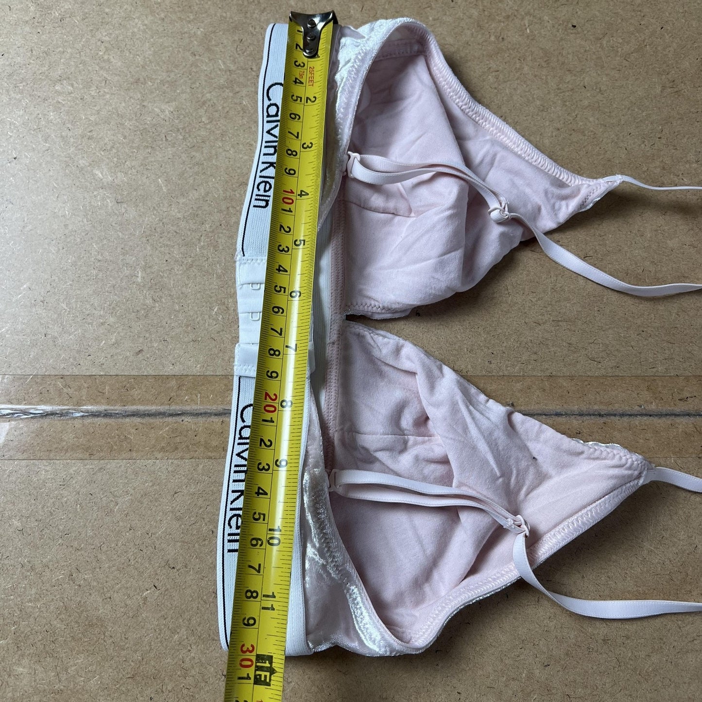 Calvin Klein Bra Womens S Pink Bralette Velvet Wireless Lightly Lined Logo