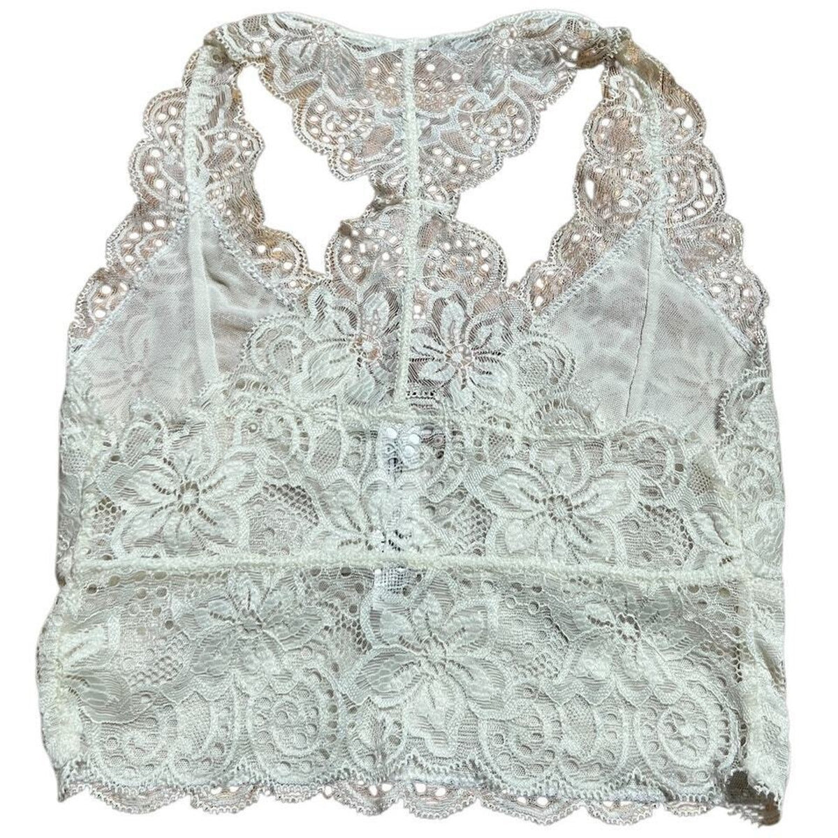 Out From Under Ivory White Lace Bralette Racerback Bra Small S
