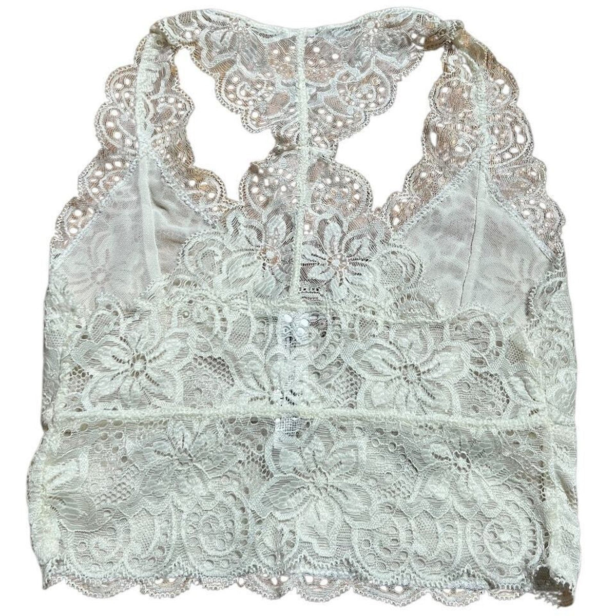 Out From Under Ivory White Lace Bralette Racerback Bra Small S