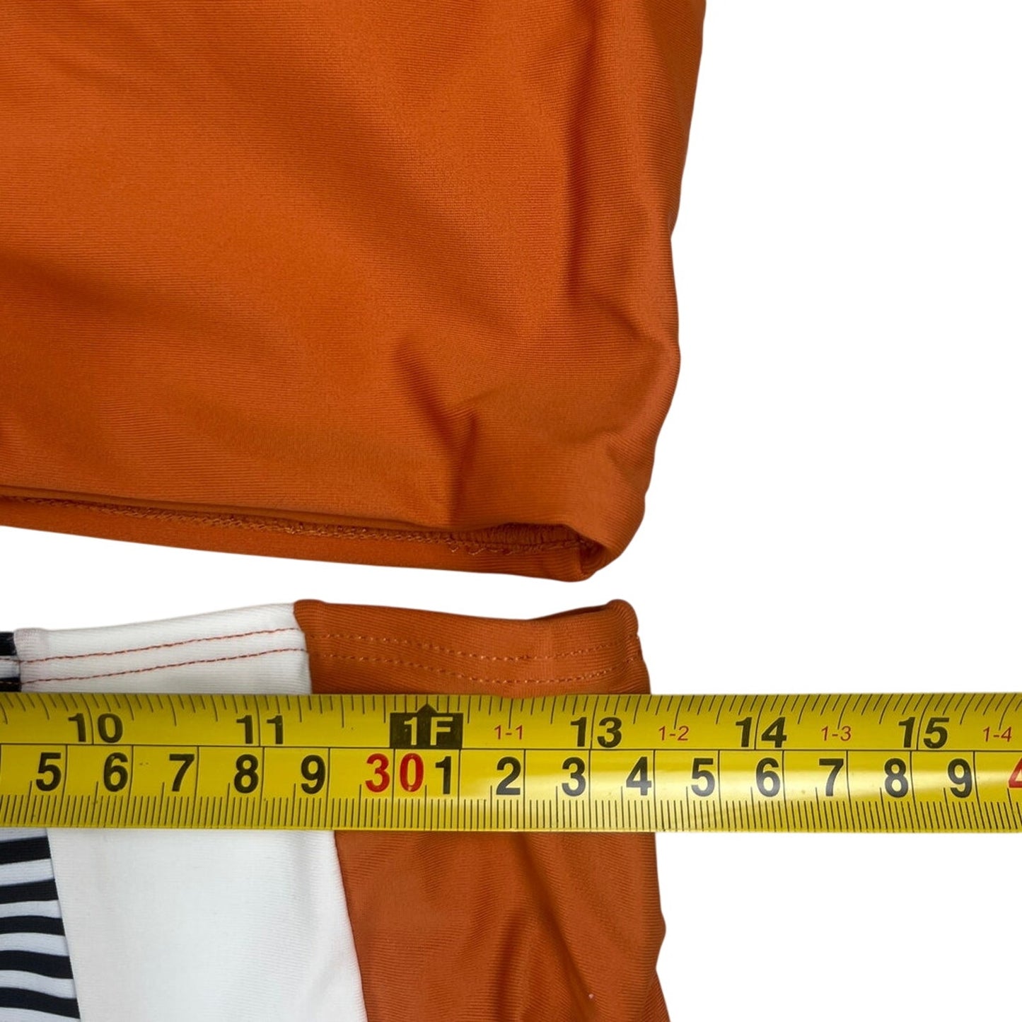 Shein Two Piece Bikini Set Orange Striped Bottoms Size Large L - EUC