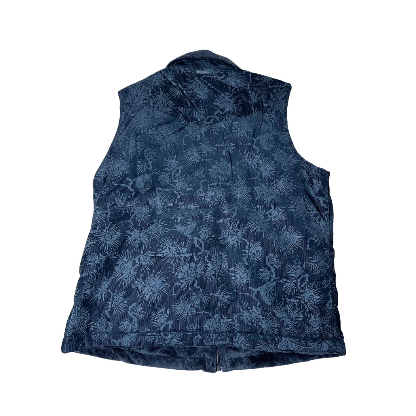 Columbia Women's Reversible Plush/Corduroy Pinecone Pattern Vest Black Large