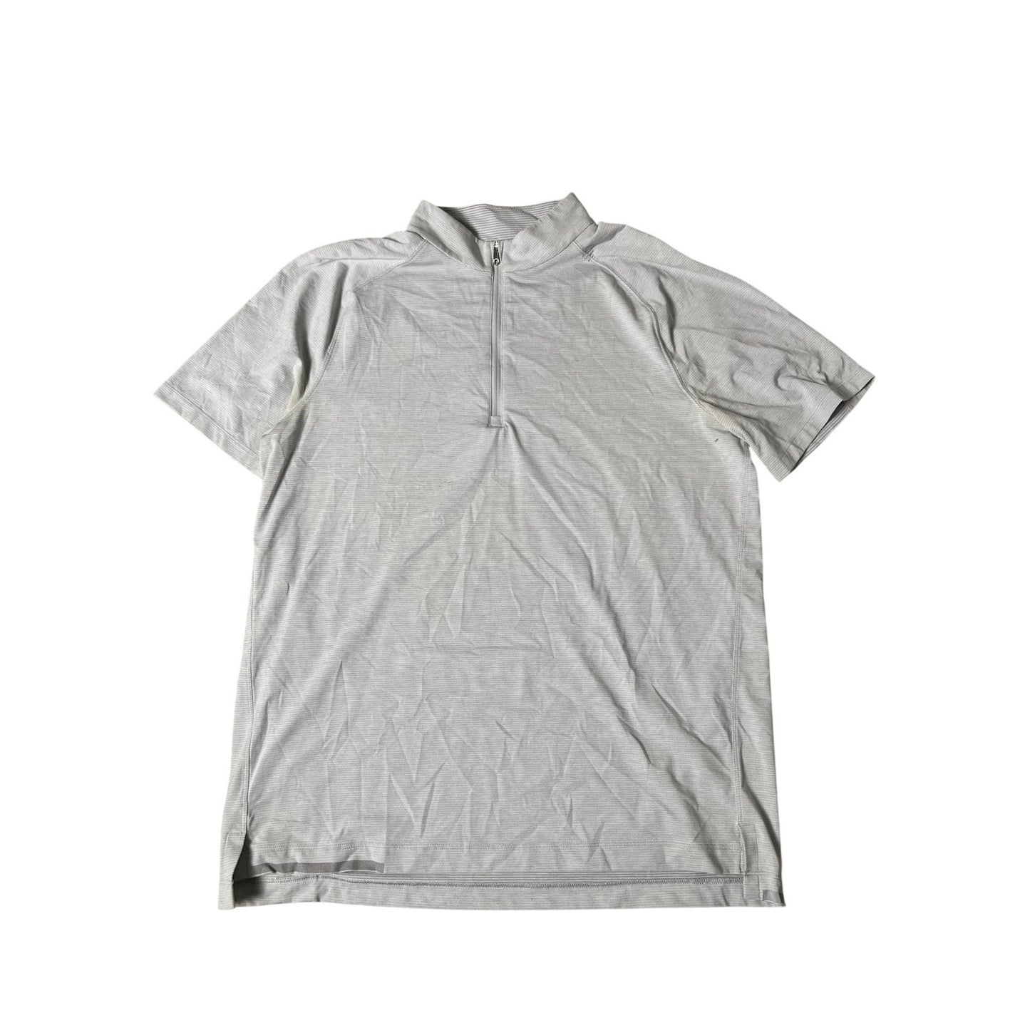 Shirt Mens M Gray Mock Neck 1/2 Zip Pockets Lightweight Polyester Jersey2