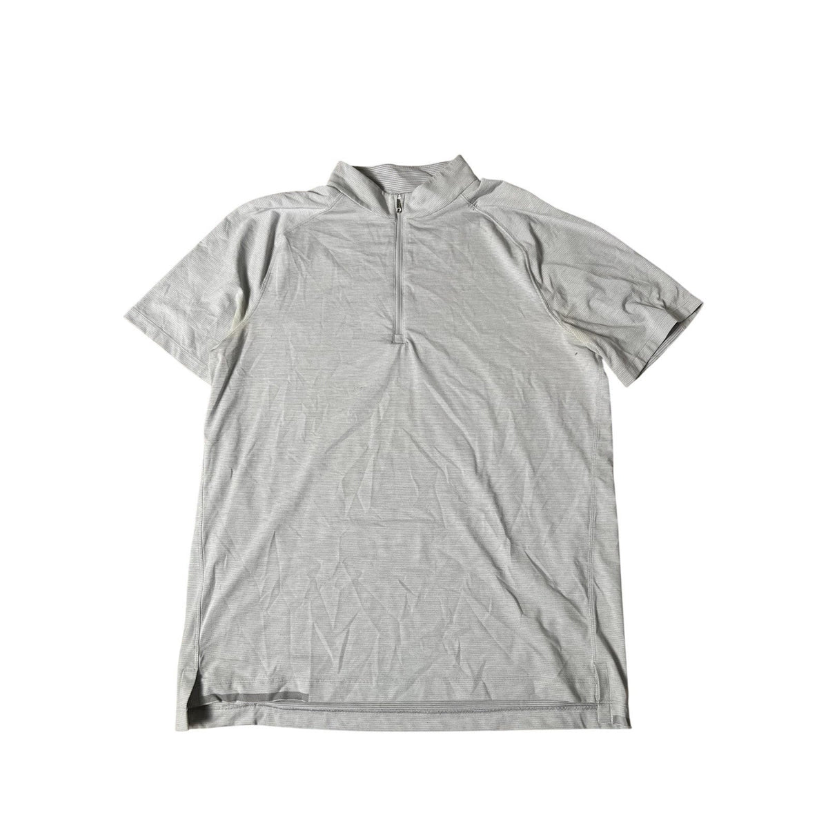 Shirt Mens M Gray Mock Neck 1/2 Zip Pockets Lightweight Polyester Jersey2